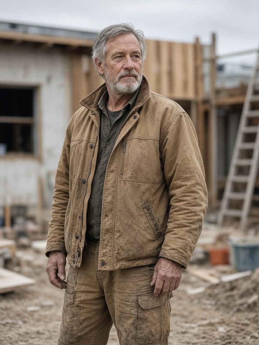 An experienced builder standing on a residential job site.